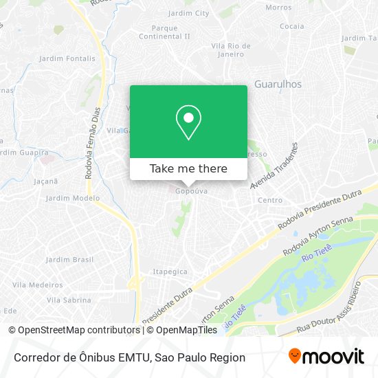 Corredor de Ônibus EMTU map