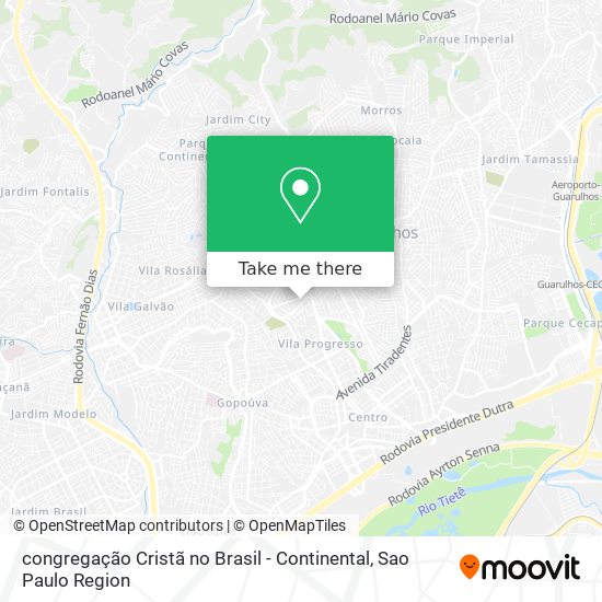 Mapa congregação Cristã no Brasil - Continental