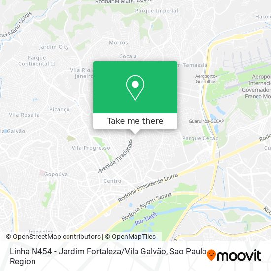 Linha N454 - Jardim Fortaleza / Vila Galvão map