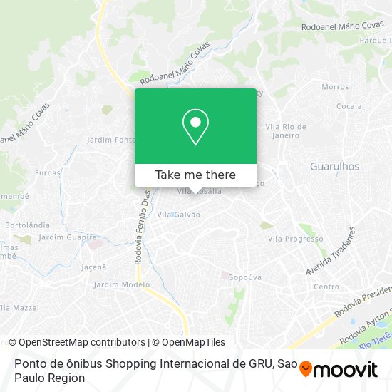 Mapa Ponto de ônibus Shopping Internacional de GRU