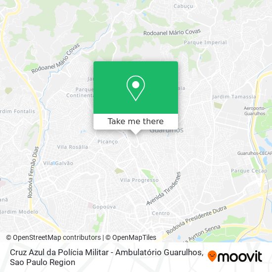Mapa Cruz Azul da Polícia Militar - Ambulatório Guarulhos