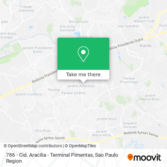 786 - Cid. Aracília - Terminal Pimentas map