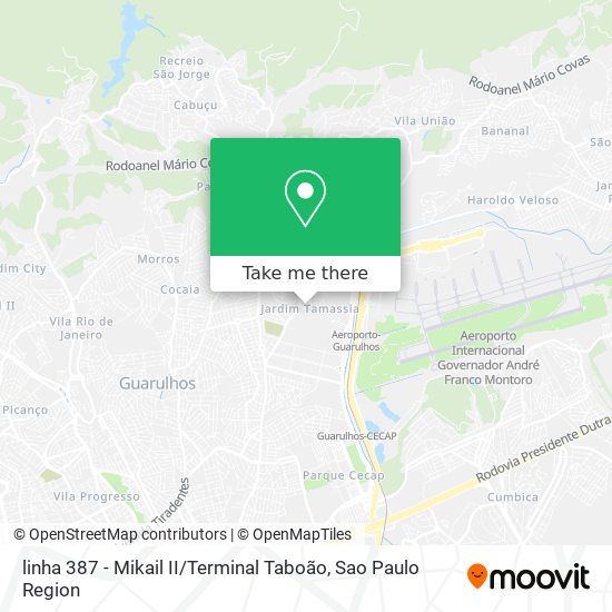 Mapa linha 387 - Mikail II / Terminal Taboão