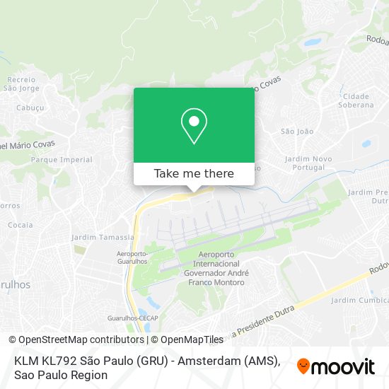 KLM KL792 São Paulo (GRU) - Amsterdam (AMS) map