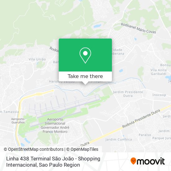 Mapa Linha 438 Terminal São João - Shopping Internacional