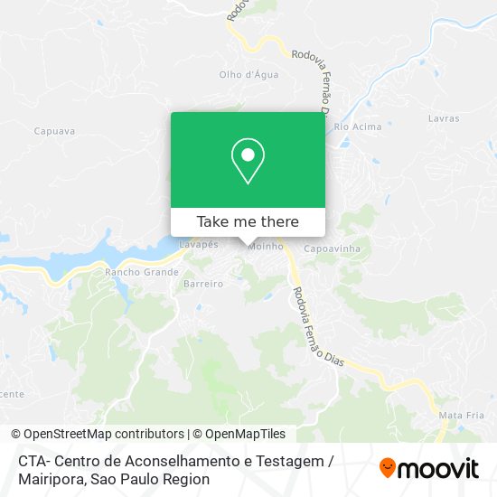 Mapa CTA- Centro de Aconselhamento e Testagem / Mairipora