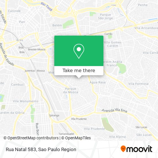 How to get to Rua Natal 583 in Água Rasa by Bus, Metro or Train?