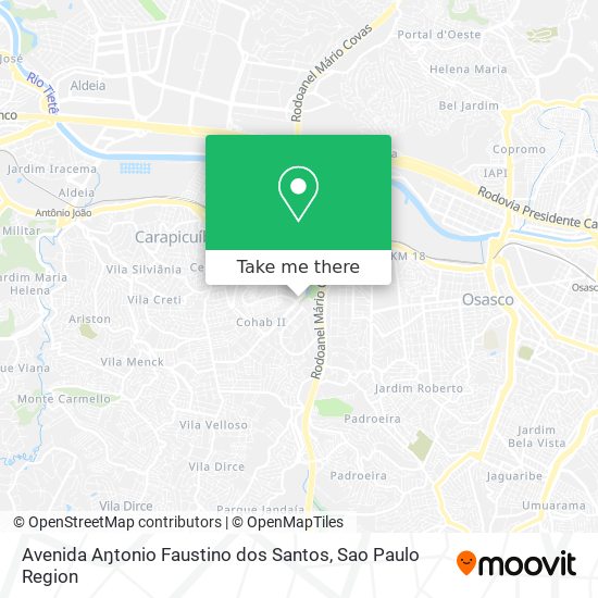 Mapa Avenida Aŋtonio Faustino dos Santos