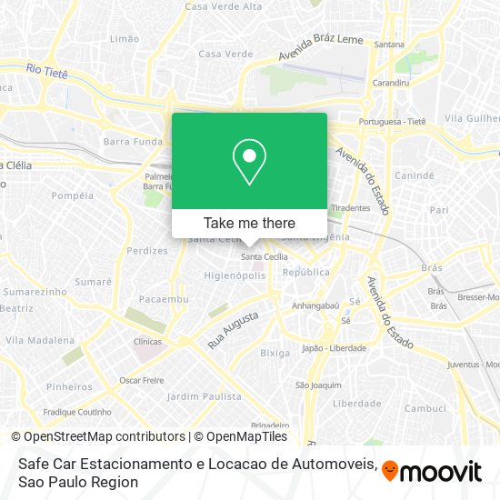 Mapa Safe Car Estacionamento e Locacao de Automoveis