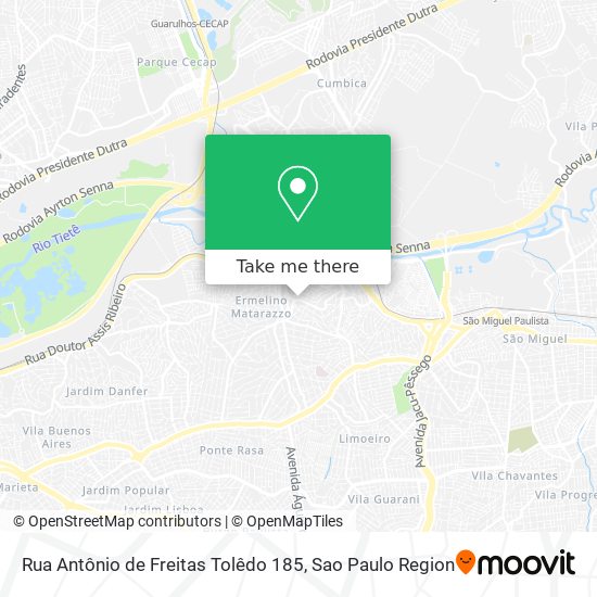 Mapa Rua Antônio de Freitas Tolêdo 185