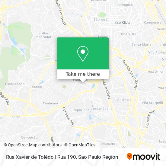 Mapa Rua Xavier de Tolêdo | Rua 190