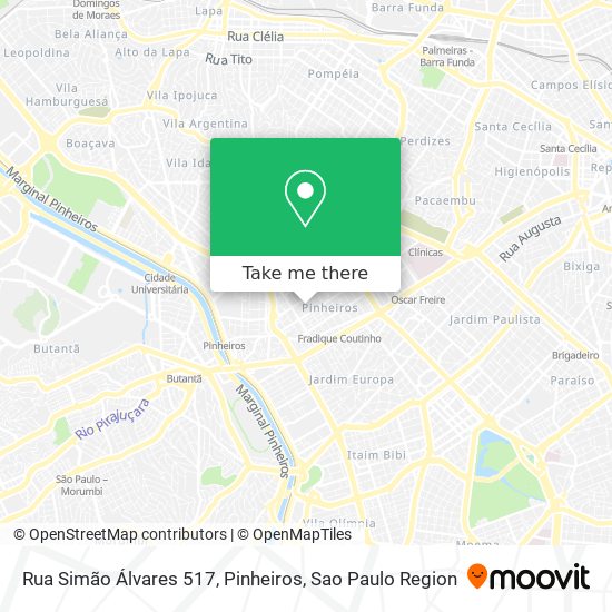 Mapa Rua Simão Álvares 517, Pinheiros