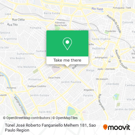 Túnel José Roberto Fanganiello Melhem 181 map