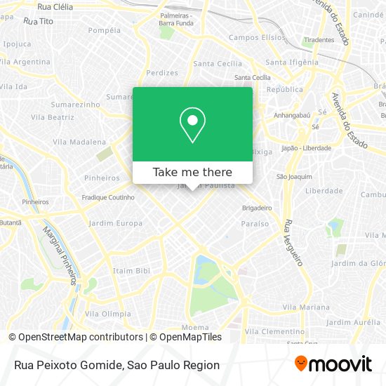 Mapa Rua Peixoto Gomide