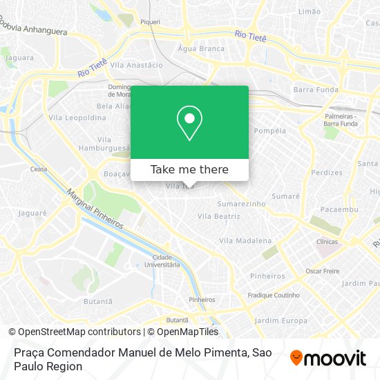 Mapa Praça Comendador Manuel de Melo Pimenta