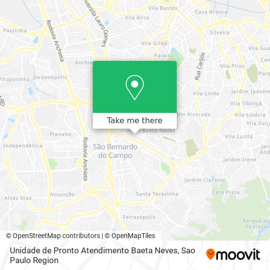 Unidade de Pronto Atendimento Baeta Neves map