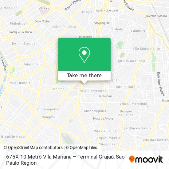 675X-10 Metrô Vila Mariana – Terminal Grajaú map