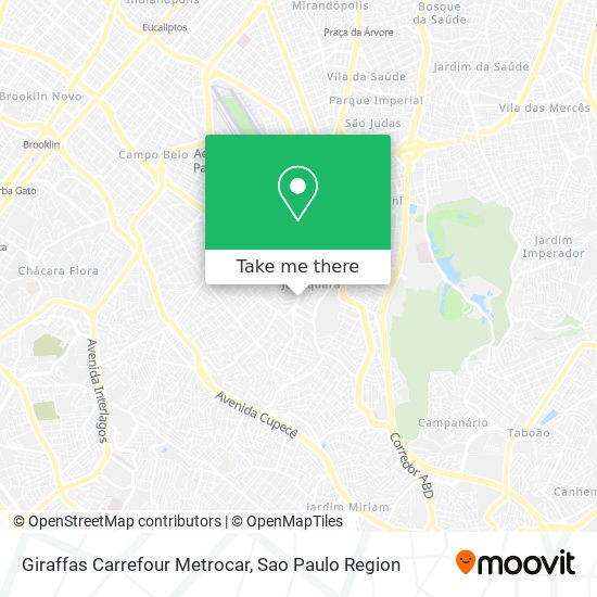 Giraffas Carrefour Metrocar map