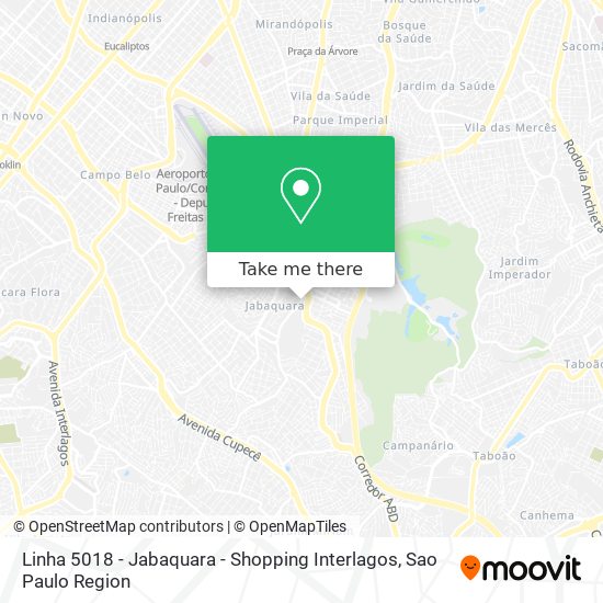 Linha 5018 - Jabaquara - Shopping Interlagos map