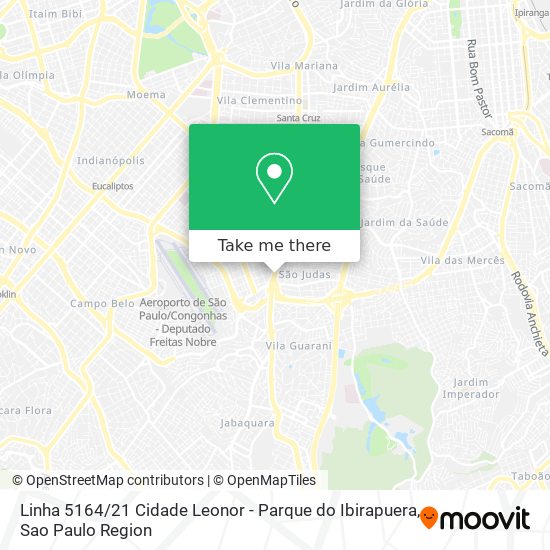 Linha 5164 / 21 Cidade Leonor - Parque do Ibirapuera map