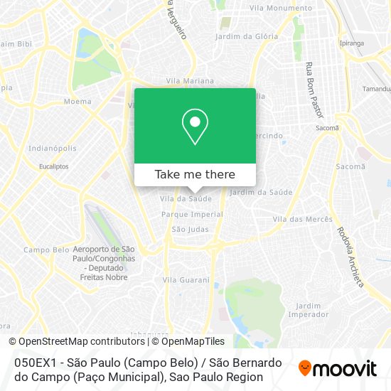 050EX1 - São Paulo (Campo Belo) / São Bernardo do Campo (Paço Municipal) map