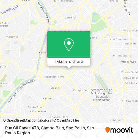 Mapa Rua Gil Eanes 478, Campo Belo, Sao Paulo