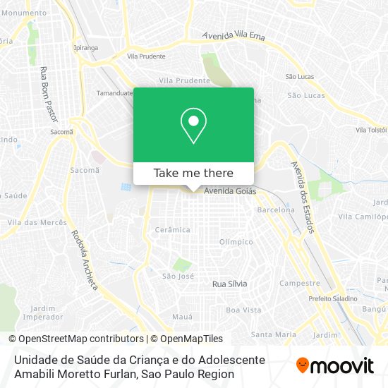 Mapa Unidade de Saúde da Criança e do Adolescente Amabili Moretto Furlan