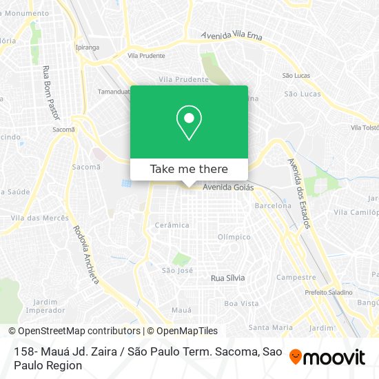158- Mauá Jd. Zaira / São Paulo Term. Sacoma map