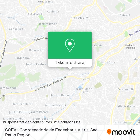 Mapa COEV - Coordenadoria de Engenharia Viária