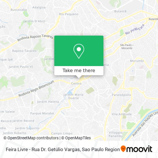 Mapa Feira Livre - Rua Dr. Getúlio Vargas