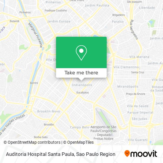 How get to Auditoria Hospital Santa Paula in Moema by Bus, Metro or Train?