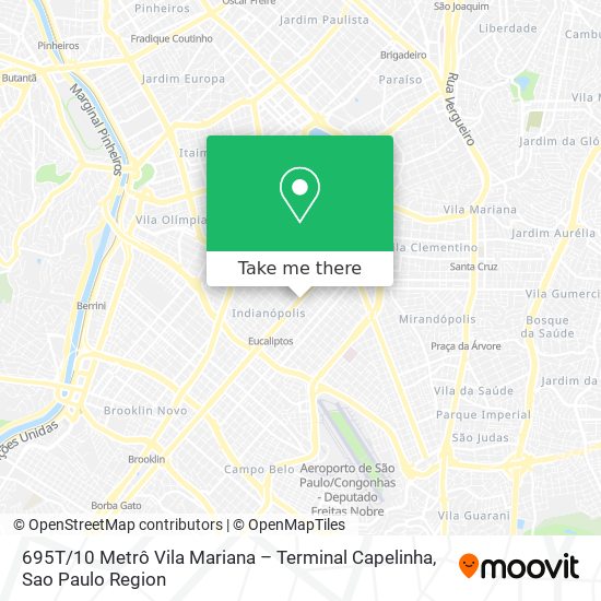 695T / 10 Metrô Vila Mariana – Terminal Capelinha map