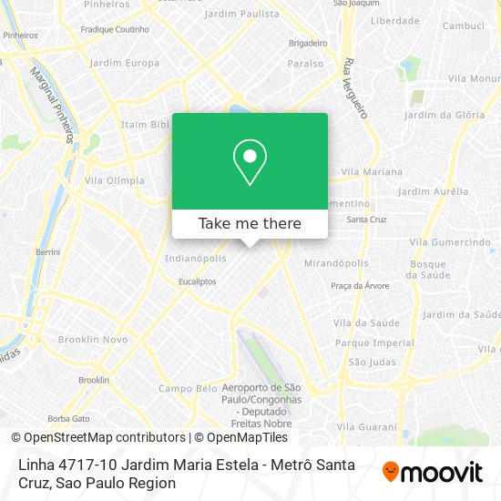 Linha 4717-10 Jardim Maria Estela - Metrô Santa Cruz map