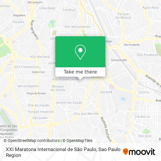 Mapa XXI Maratona Internacional de São Paulo