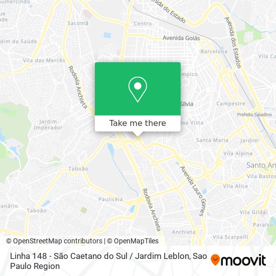 Mapa Linha 148 - São Caetano do Sul / Jardim Leblon