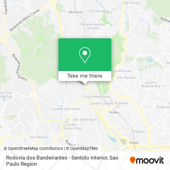 Rodovia dos Bandeirantes - Sentido Interior map