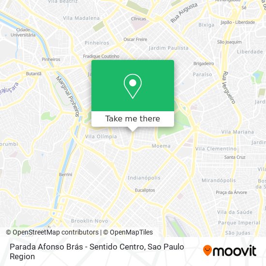 Parada Afonso Brás - Sentido Centro map