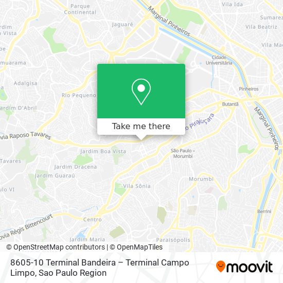 8605-10 Terminal Bandeira – Terminal Campo Limpo map