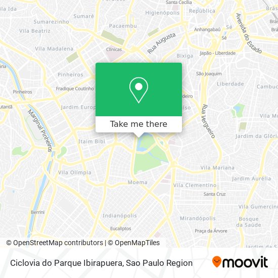 Ciclovia do Parque Ibirapuera map