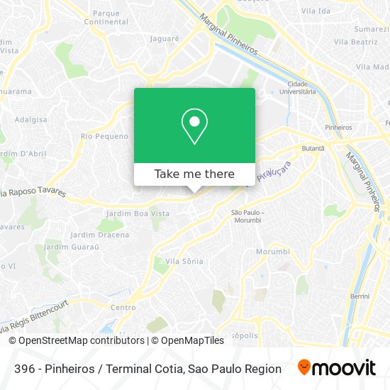 396 - Pinheiros / Terminal Cotia map