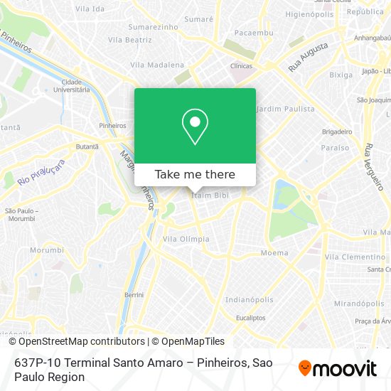 637P-10 Terminal Santo Amaro – Pinheiros map