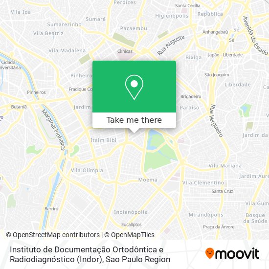 Mapa Instituto de Documentação Ortodôntica e Radiodiagnóstico (Indor)