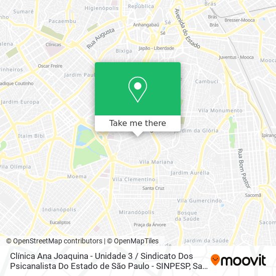 Clínica Ana Joaquina - Unidade 3 / Sindicato Dos Psicanalista Do Estado de São Paulo -  SINPESP map