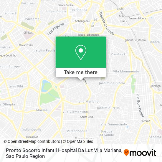 Mapa Pronto Socorro Infantil Hospital Da Luz Vila Mariana