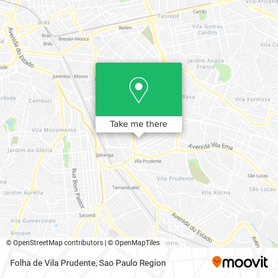 Folha de Vila Prudente map