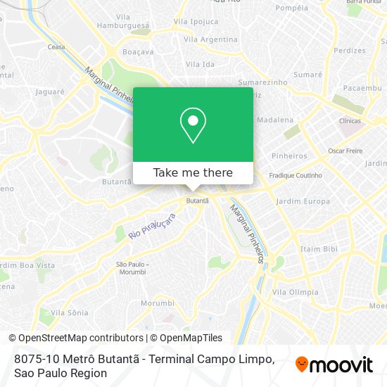 8075-10 Metrô Butantã - Terminal Campo Limpo map