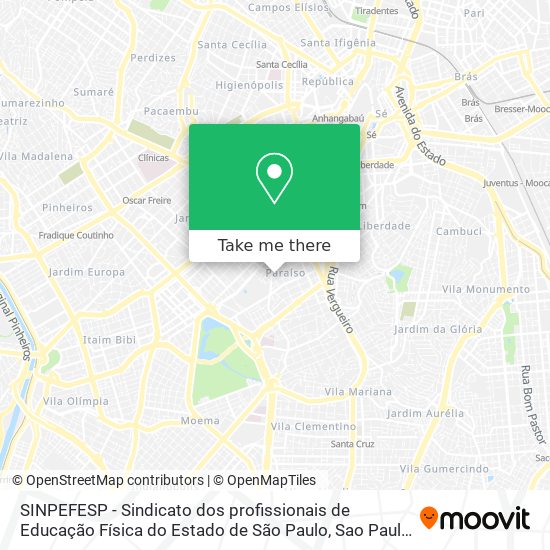 SINPEFESP - Sindicato dos profissionais de Educação Física do Estado de São Paulo map