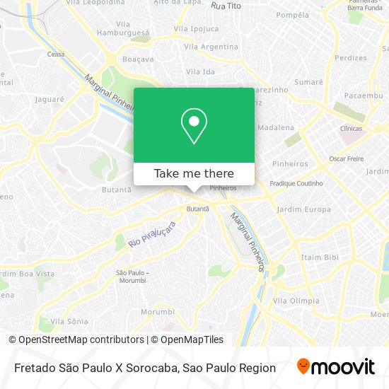 Mapa Fretado São Paulo X Sorocaba