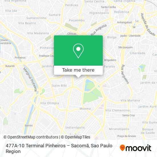 477A-10 Terminal Pinheiros – Sacomã map