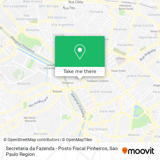 Mapa Secretaria da Fazenda - Posto Fiscal Pinheiros